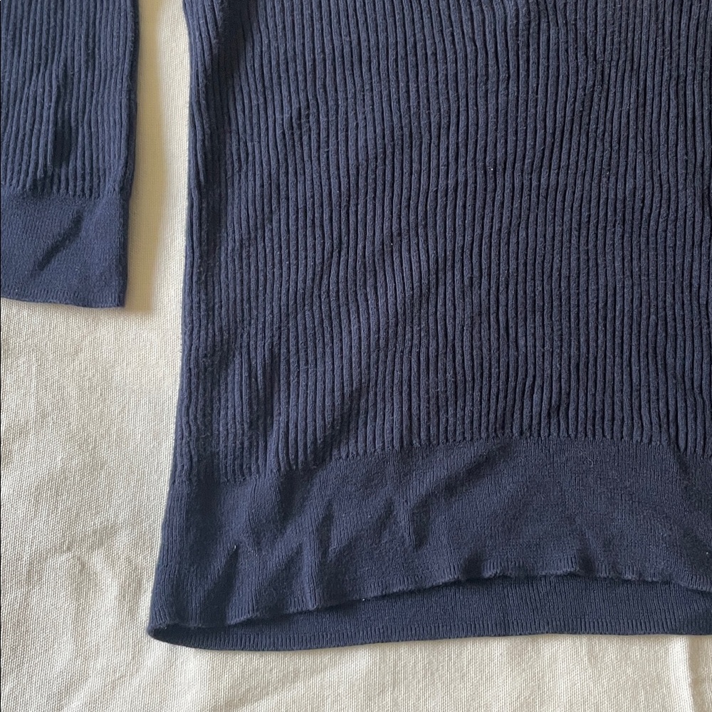 Blue Ribbed 3/4 Sleeve Top - Picture 3 of 5